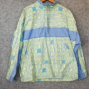 80s Vintage PCH Jacket Mens L‎ Graphic Blue Green Oversize PACIFIC COAST HIGHWAY